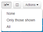 'Select' drop-down menu for selecting multiple accounts. The options are 'None', 'Only those shown', and 'All'.