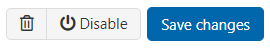 Group of three buttons - 'Delete account', 'Disable' and 'Save changes'.