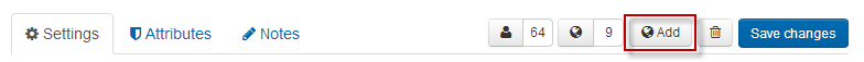 Button bar at the top of the Settings tab. A button called 'Add resources' is highlighted.